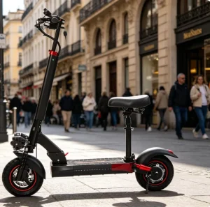 10 Inch Fat Tire Electric Scooter Seat Foldable Off Road Adults Full Suspension Waterproof 15Ah 800W Brushless Motor Long Range