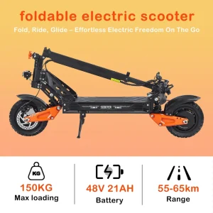 1000W Electric Scooter 3 Speed Mode LCD Display Front Rear Light 48V 20.8Ah Battery Foldable Adult City Travel 60KM Long Range