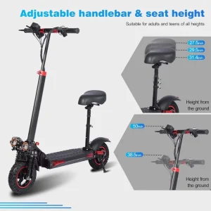 11″ Electric Scooter for Adults with Seat, 1200W Motor up to 35MPH&40Miles Long Range, Foldable E Scooter with 4 Braking System