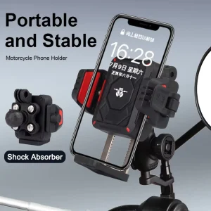 15W Wireless Charger TYPE C 33W Motorcycle Phone Holder Shock Absorber Quick Release Lock Bike Phone Holder Anti-theft Lock