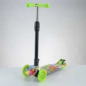 3 Wheels Adjustable Height Graffiti Plastic Skateboard Foldable Kick Kids Foot Scooter for Girls Boys