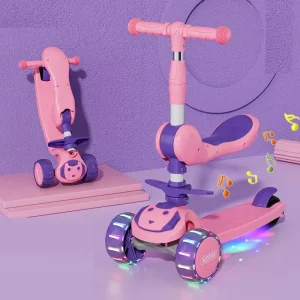 3 Wheels Folding Hoover Board Children Kids Simple Scooter With Seat