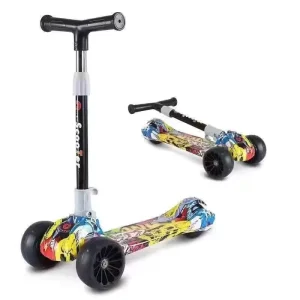 3 in 1 Plastic Kick Scooter for Kids Music Foot Scooter with PU Wheels