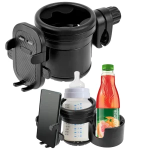 3 in 1 Universal Cup Holder with Phone Holder for Stroller Bike Wheelchair Walker Scooter