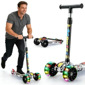 3-wheel Front-to-back 3-PU Flashing Wheels Foldable Steel Kick Scooter for Children