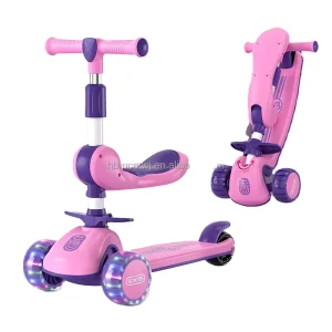 350W Foldable Modern 3 Wheeled Push Scooter PU Light Up Alloy Kick Scooter for Kids for Outdoor Use