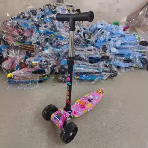 4 Wheel Baby Kick Scooter Adjustable Steel and Plastic Foot Scooter for Kids