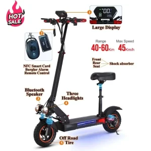 500w Electronic Removable 48V 45KM Long Range 40km h 10 Inch Tire Foldable Waterproof Lithium Dual Motor Electric Scooter
