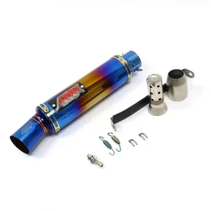 51mm Universal Motorcycle Exhaust Muffler Blue Pipe for GY6 CBR125 FZ400 Z750 R1 R3 R6