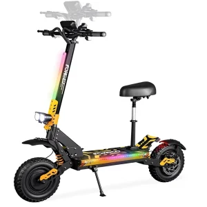 60V Electric Scooter Adults 5600W Dual Motors Top Speed 47MPH 21Ah Range 55 Miles 12″ All Terrain Tires Foldable Aluminum Dual