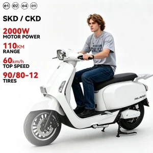 72V 45Ah 2000W Electric Scooter Large Storage Space Rear Hub Motor Adult City Commuter Moped with Disc Brakes