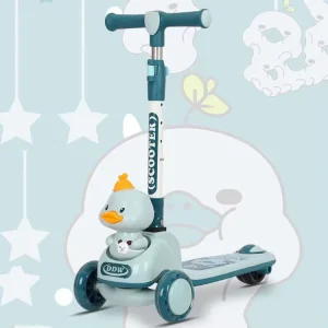 Adjustable Children’s Foot Scooter Foldable PU LED Wheel Kick Toy for 2-8 Year Olds Made Durable Plastic for Kids
