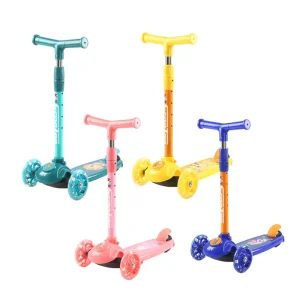 Adjustable Foot Kick 3 Wheel Light Scooter With Seat for Kids Girls