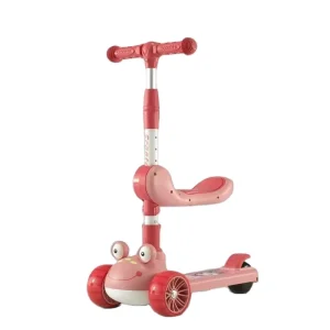 Adjustable Height with Seat Light up Wheels for Children Scooters for Kids 3 Wheel Folding Kick Scooter for Girls Boys