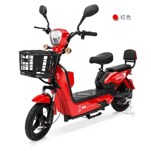 Adult Electric Bicycle Two Wheeled Front Basket Steel Frame Rear Hub Motor 3-Speed Lightweight 48V 350W Electric Scooter
