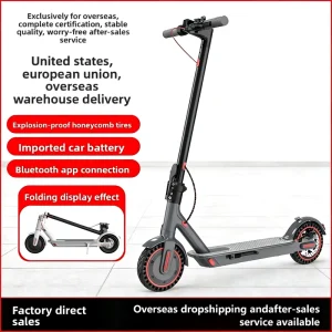 Adult Foldable Electric Kick Scooter, 8.5″ Portable Mobility Scooter, Lightweight Folding Electric Scooter for Travel