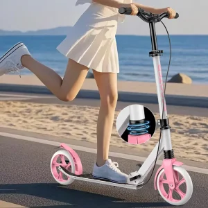 Adult’s Scooter Foldable Two Wheeled Youth City Work with PU Wheels and Iron Material for Campus Use