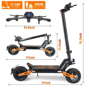 All Terrain Electric Scooter Daily Drive Foldable 48V 70km Range Waterproof 1000W Motor Full Suspension
