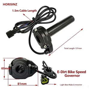 Black Twist Throttle Grip With Light Bee Female Connector Complete Kit for Surron Electric Dirt Bike Scooter Replacement Parts