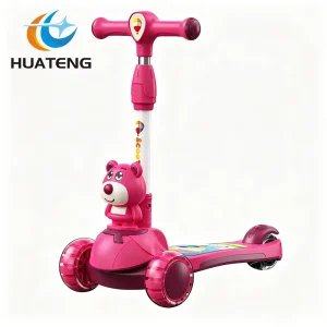 Children Three-wheel Scooter Folding Kick Scooter Adjustable Height Skateboard Baby Foot Scooter for Kids with Light