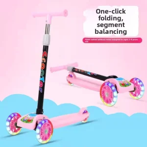 Children’s 3-wheel Foldable Scooter with Adjustable Height for 3-7 Years Old