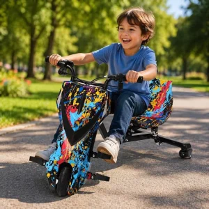 Children’s Electric Drift Scooter with 3-Wheel Iron Seats 350W Motor Color LED Lights Customizable Colors