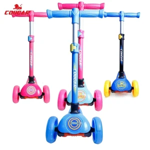 Children’s Foldable Foot Kick Scooter with LED Lights Three Wheels Steel Frame Outdoor Use