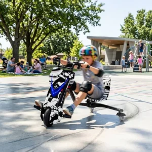 Children’s Gift Three Wheeled Electric Drift Scooter 350W Electric Riding Toy Adjustable Seat