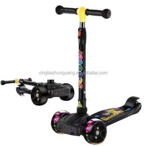 Children’s Mini Kick Scooter PU LED Wheel Tricycle Toy for Kids Safe Foot Scooter for Baby Use