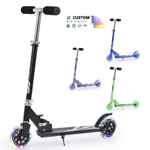 Children’s Scooter Portable Foldable 2 Fashing Wheel Kids Kick Push Scooter Boys Girls for 3-12 Year Children