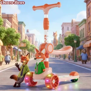 Crazy Zoo Design Foldable Kids Scooter Height Adjustable Can Be Sat or Slid Kick Scooter Foot Scooter