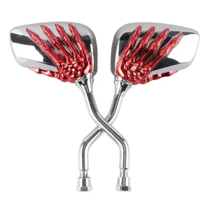 Distinctive 10mm Metal Scooter Moped Rearview Side Mirror Skeleton Hand Bicycle Handlebar Mount Holder Clamp Interior Accessory