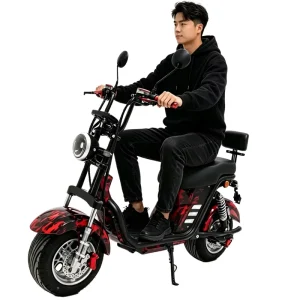 Dual Seat Harley Style Electric Scooter Citycoco Fat Tire Lithium Battery Powered