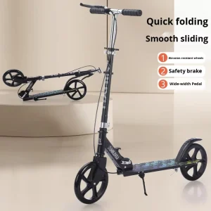 Durable 2 Wheel Kick Scooter for Adults Adjustable Height with Non-Slip Deck PU Wheels Safe Riding Experience