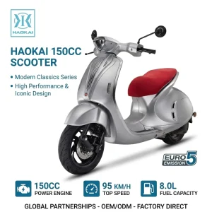 EEC EURO 5 Certificated 150CC Gas Scooter 4-Stroke Air-Cooled Fuel Scooter with CBS Disc Brake Factory Direct
