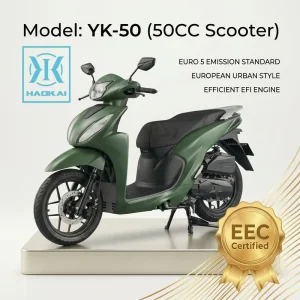 EEC Euro 5 50cc Gas Scooter 14 Inch Big Wheel High Wheel Scooter for Adults 4 Stroke EFI Gasoline Moped Urban Commuter YK-50