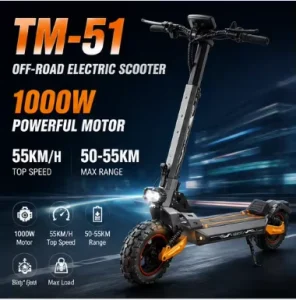 Electric Scooter Dual Drive Off Road Tires High Power Foldable 150kg Capacity Lithium Battery 1000W 35km Range Waterproof
