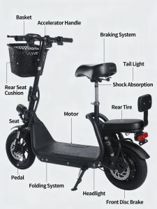 Electric Scooter Elektroroller Long Range Foldable Waterproof Lithium Battery City Bike