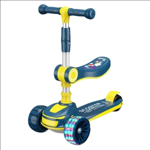 Electronic Kick Pedal Scooter for Kids 3-8 Years Old Foldable Plastic Three-Wheel Toy for Outdoor Sports Direct Manufacturers