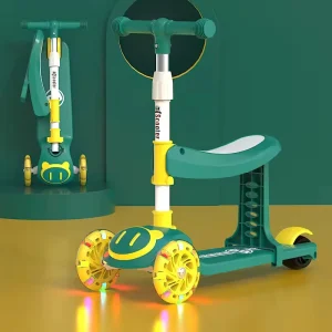 Extra Wide 3-Wheeled Push Scooter for Children 3-12yrs Foldable Plastic Seat with Light-Up PU Wheels Modern Outdoor Toy