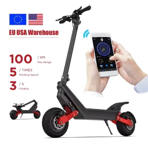 Factory Direct Powerful 1200W Dual Motor Adult Folding Electric Scooter 100 km Range 48V High-capacity by Dual Disc Brakes