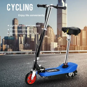 Factory Direct Steel Two wheel Electric Scooter for Kids with Seat Foldable 24V Solid PU Wheels for Outdoor Use