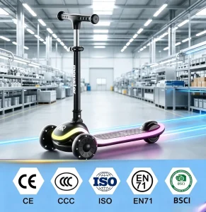 Factory Direct Supply 3 Wheel Scooter for Kids with Bluetooth Music Outdoor Riding Scooter for Boys Girls Aged 3-10