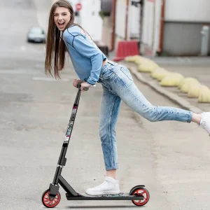 Foldable Adjustable Aluminum Frame Two-Wheel Kids Pedal Scooter PU Wheels Anti-Rocking Design Height-Adjustable Extreme Scooter