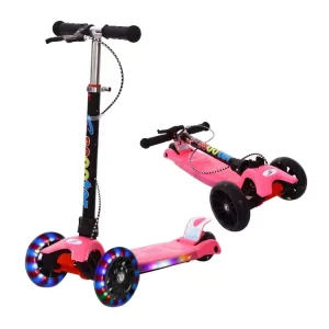 Foldable Adjustable Height Kids Kick Scooter 3 Flashing Wheels Kid Kick Scooter