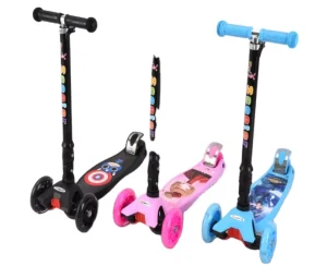 Foldable Adjustable Scooter Kids 3 Wheel With Big Wheel Adults Kick Scooter Max Black RED Light Body Aluminium Color Hand