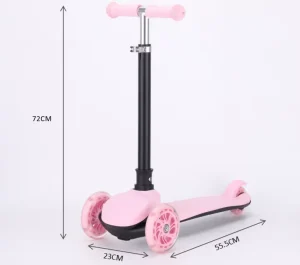 Foldable Child Toy Scooter for Kids 3-12 Years Three PU Wheels Outdoor Use Height Adjustable Boys Girls