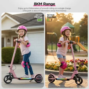 Foldable Electric Scooter for Children 6-12 Years 24V 2.5Ah 130W Motor 14km/h 5-8km Range Two-Wheel