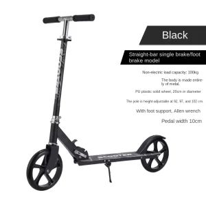 Foldable Kick Scooter with Hand Brake for Adults Teens Kids 2 Wheel City Scooter Adjustable Height Non Electric Scooter
