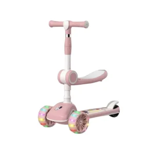 Foldable Modern Plastic Kids’ Sports Kick Scooter LED Lights Height Adjustable PU Wheels for Outdoor Use
